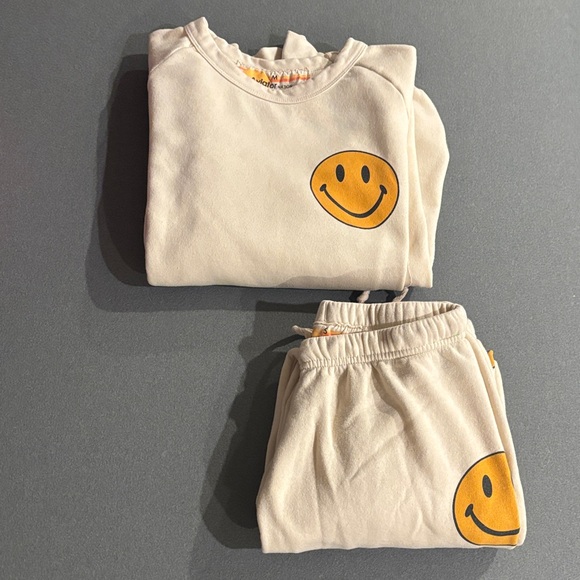 Aviator Nation Pants - Aviator Nation Smiley Face Sweatshirt and Sweatpants (Set)